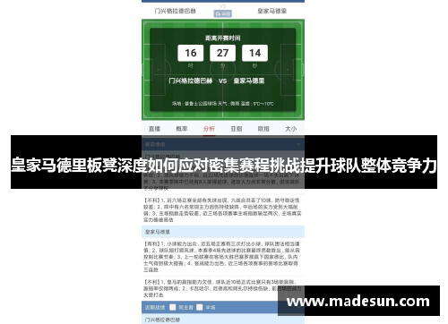 皇家马德里板凳深度如何应对密集赛程挑战提升球队整体竞争力